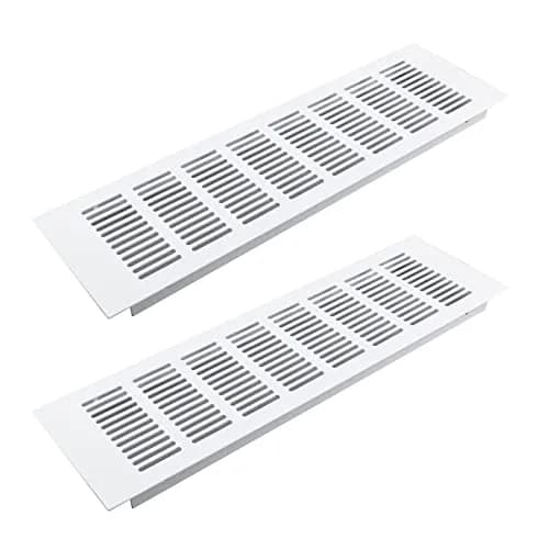 Geesatis White Air Vent Cover 13.8'' x 4'' | Rust-Proof Aluminum Vent for HVAC & Cabinets thumbnail 1