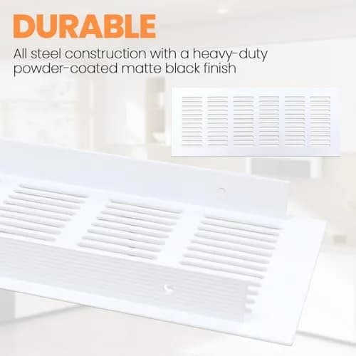 Geesatis White Air Vent Cover 13.8'' x 4'' | Rust-Proof Aluminum Vent for HVAC & Cabinets thumbnail 3