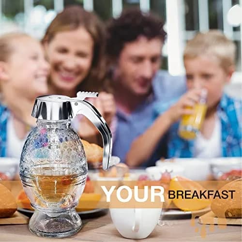 CLEVLI Glass Honey Dispenser 236ml (8 Oz) with Stand | No Drip, Easy Pour Honey Pot thumbnail 9