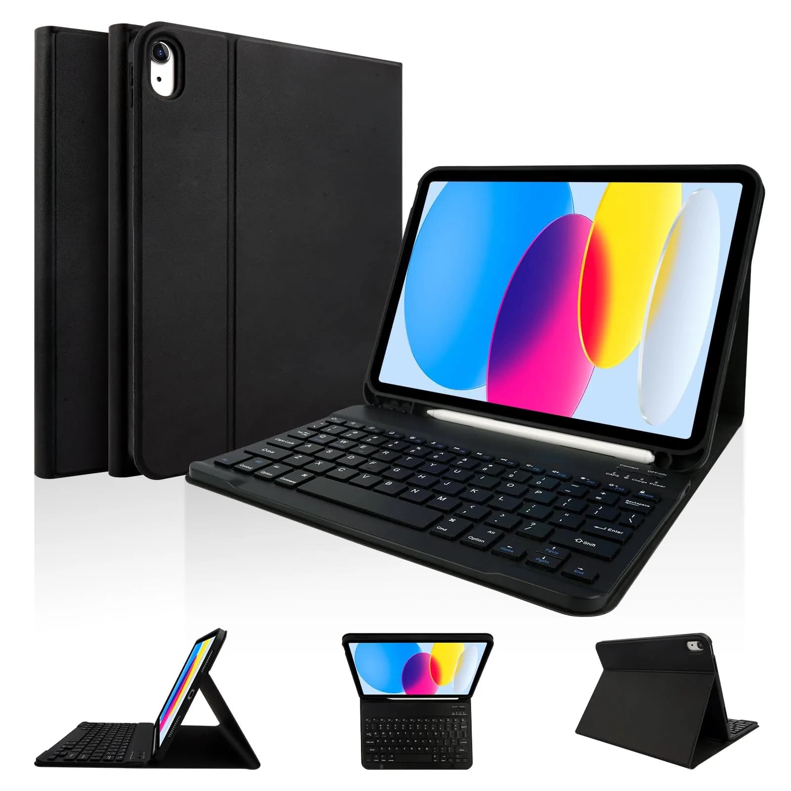 LAMA Pink Keyboard Case for iPad (A16) 11th Gen 2025 /10th Gen 2022 10.9 inch | Slim, Light & Magnetic with Pencil Holder — Dark Black