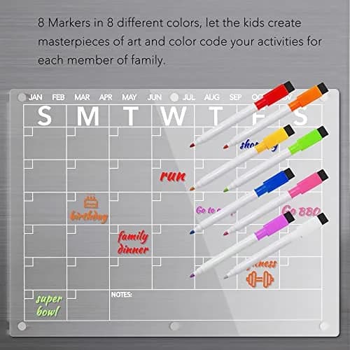 Neatsure Clear Acrylic Magnetic Dry Erase Board Calendar for Fridge 15"x11" (38cm x 28cm) | Organize Your Life thumbnail 3