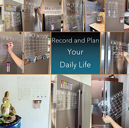 Neatsure Acrylic Magnetic Dry Erase Board Calendar for Fridge 38cm x 28cm (15"x11") | Clear Monthly Planner with 8 Markers thumbnail 7