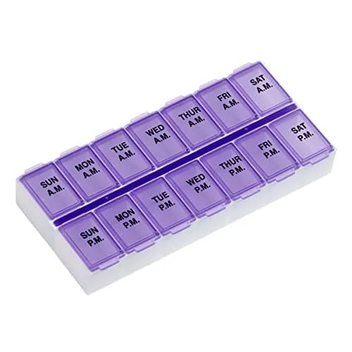 Ezy Dose Weekly AM/PM Pill Organizer Medium Medicine Case Purple | 14 Compartments thumbnail 1