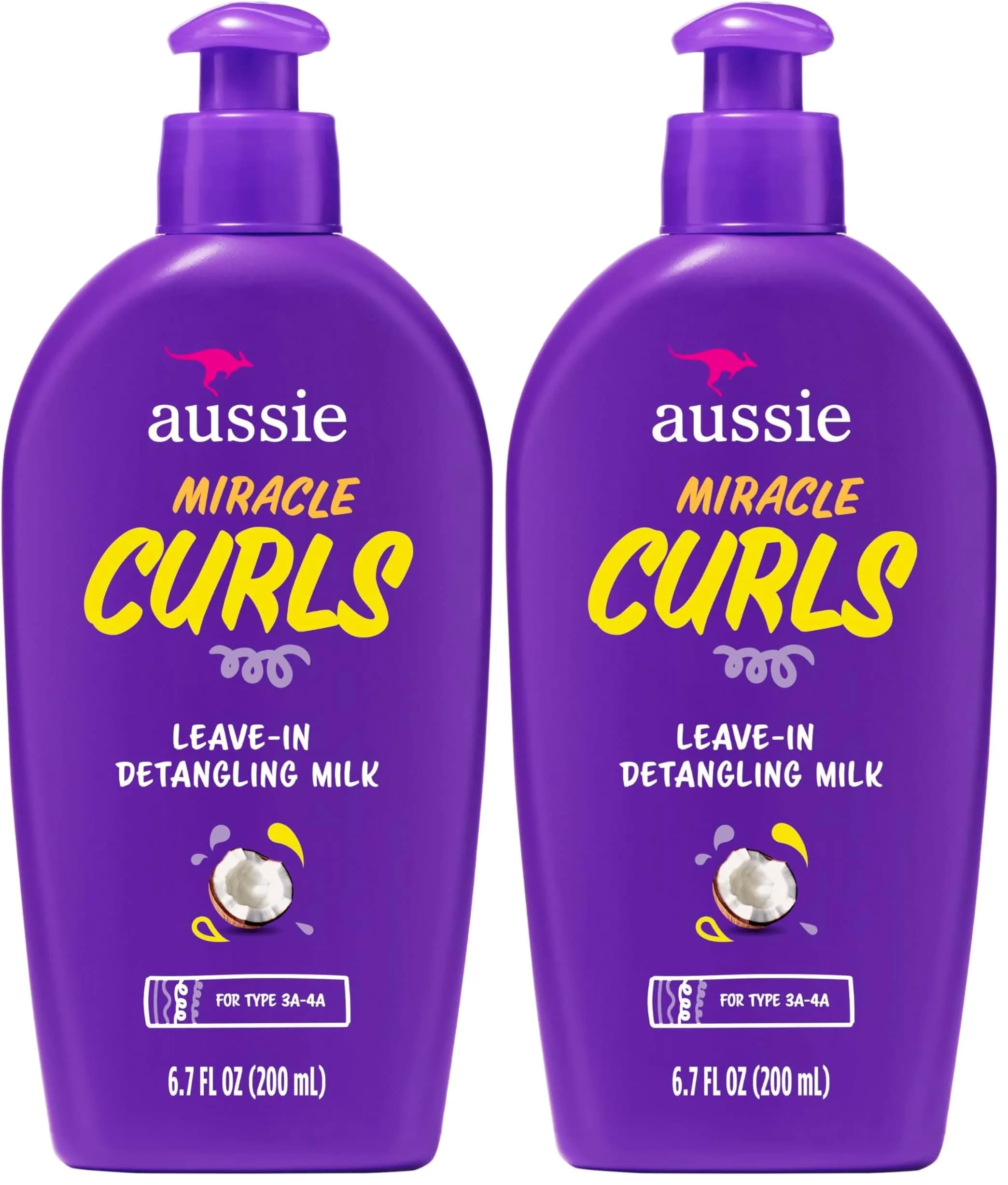Aussie Miracle Curls Detangling Milk Leave-In Conditioner 333ml (10.74 Fl Oz) | Coconut & Jojoba Oil for Curly Hair