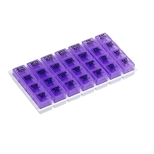 EZY DOSE Pop-Out Daily 7-Day Pill Organizer, Large Purple | 4 Doses/Day, Removable Compartments thumbnail 1