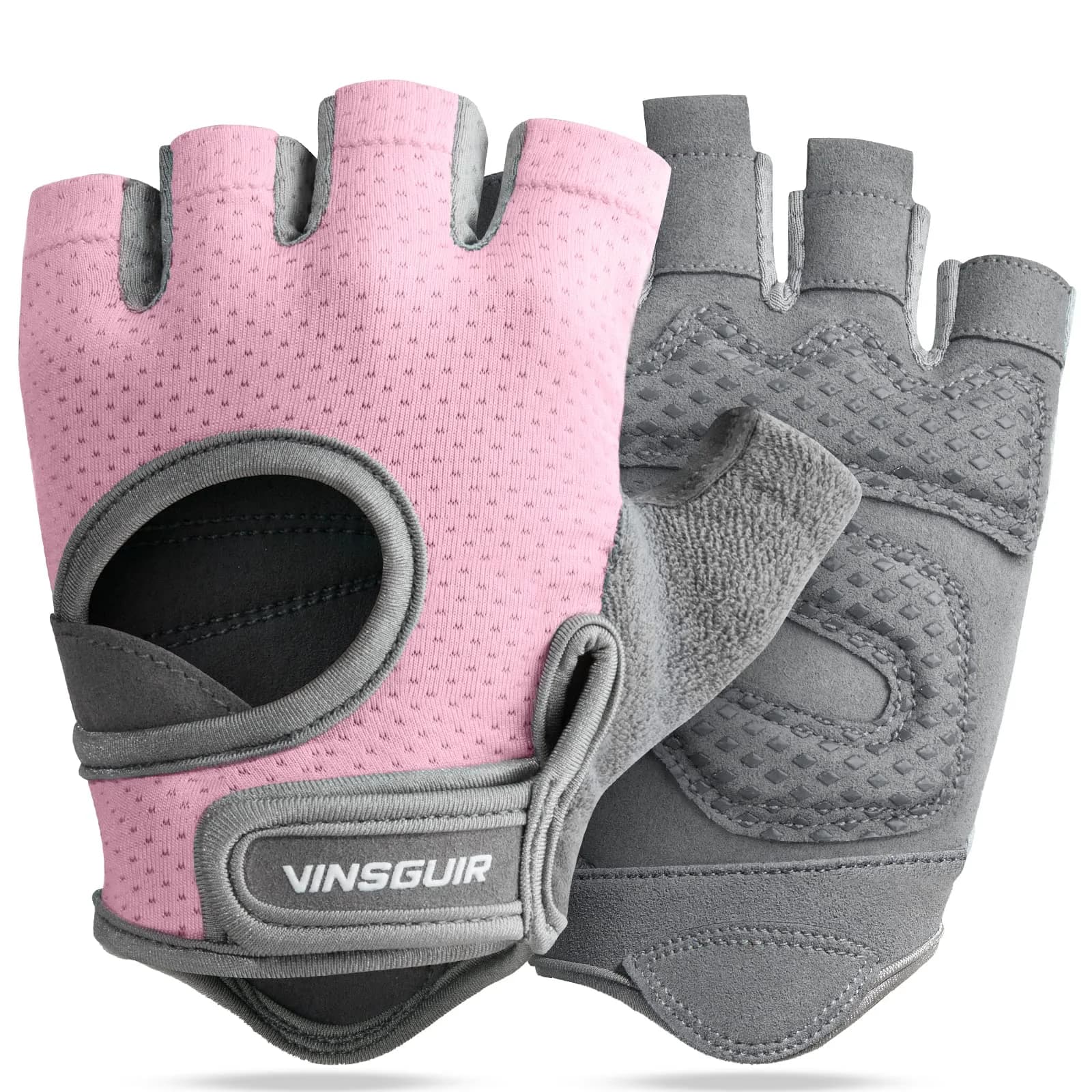 VINSGUIR Workout Gloves for Women and Men, Breathable Weight Lifting Gloves Large Pink | Grips & Protects Hands