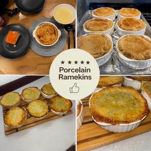 Mezchi 14 oz Porcelain Ramekins Oven Safe | Large Ceramic Creme Brulee & Souffle Dishes with Handles thumbnail 9