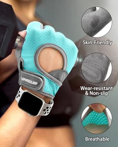 VINSGUIR Workout Gloves for Women and Men | Breathable & Padded Weight Lifting Gloves thumbnail 3