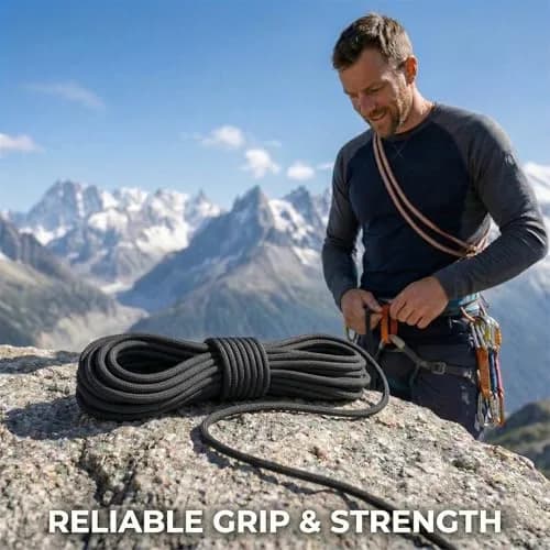 DerziNet Double Braided Arborist Rope 12.7 mm (1/2 Inch) x 15.24 m (50 Feet) Black | 8400 lb Tensile Strength thumbnail 5