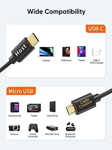 CableCreation USB C to Micro USB Cable, 480Mbps Data, OTG Cord, 1M | Braided, Fast Charging thumbnail 6