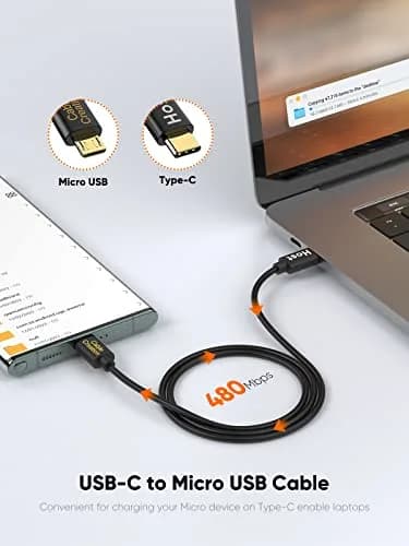 CableCreation USB C to Micro USB Cable, 480Mbps Data, OTG Cord, 1M | Braided, Fast Charging thumbnail 2