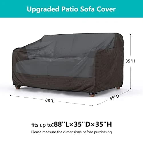 BROSYDA Waterproof Outdoor Couch Cover 88"L×33"D×32"H | Heavy-duty UV & Rain Resistant Sofa Cover thumbnail 2