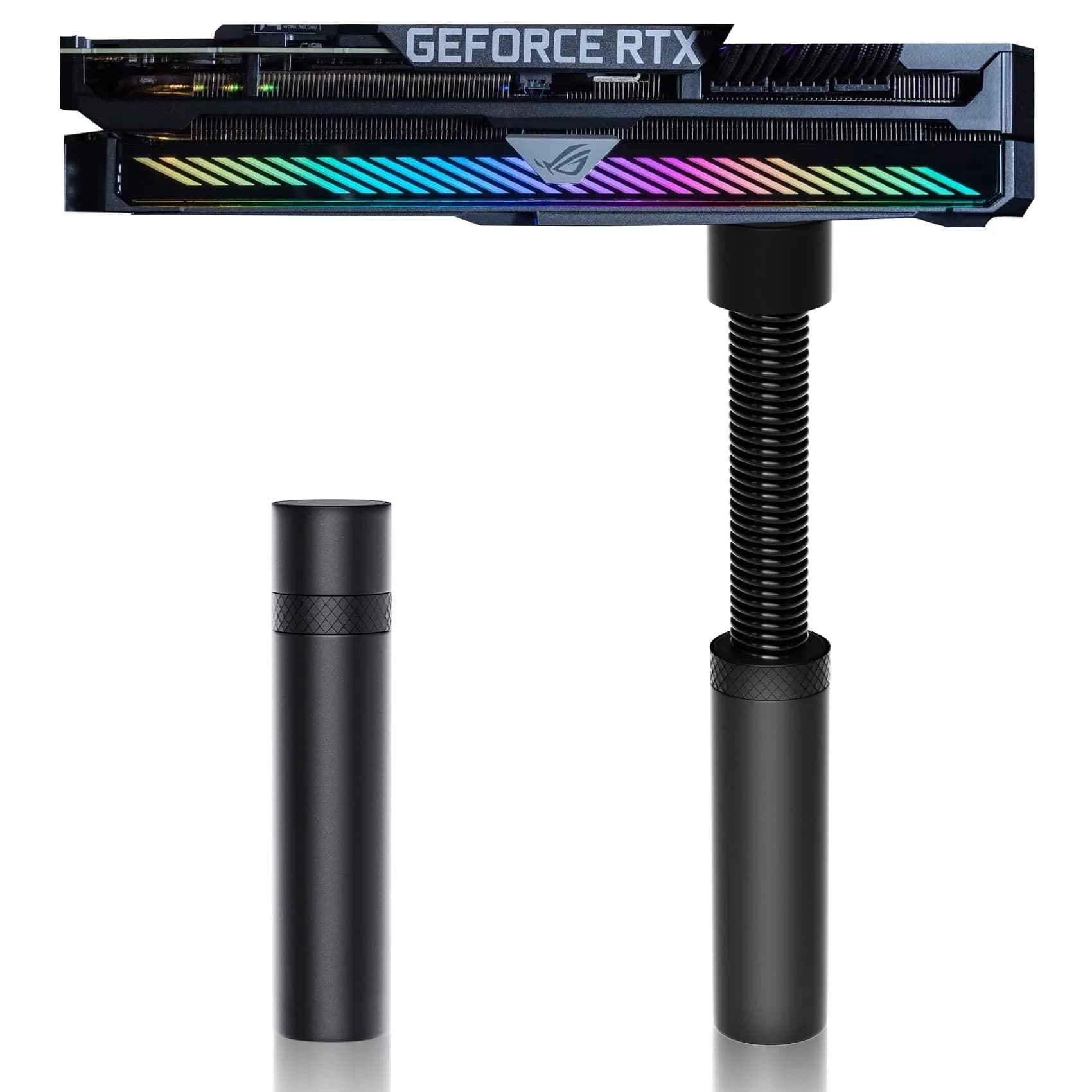 Aivalas Graphics Card GPU Brace Support | Anti Sag Holder, Height Adjustable, Aluminum, Blue — Black