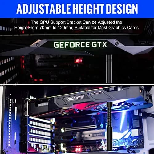 Aivalas GPU Support Bracket Black | Adjustable Anti Sag Video Card Holder for Universal Graphics Card thumbnail 4