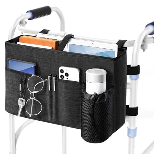Rhino Valley Walker Basket with Cup Holder | Foldable Walker Bag for Seniors, Durable Polyester, Large Capacity, Easy Mounting thumbnail 1