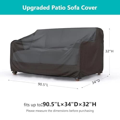 BROSYDA Waterproof Outdoor Couch Cover 90"L×34"D×32"H Black | Heavy-Duty Patio Sofa Cover thumbnail 2