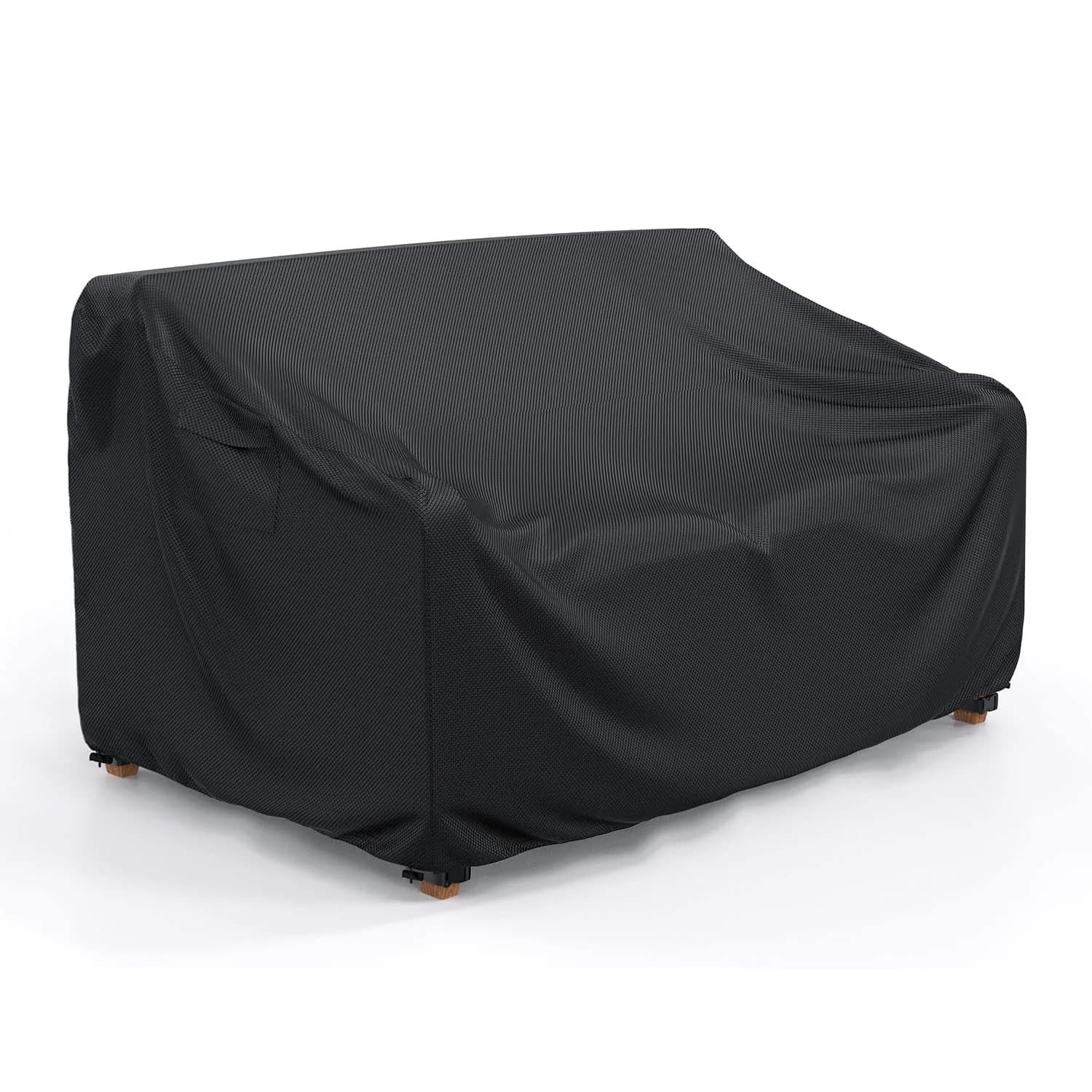 BROSYDA 2-Seater Waterproof Outdoor Couch Cover 60"L×34"D×30"H Black | Heavy-Duty UV & Rain Protection - main product image