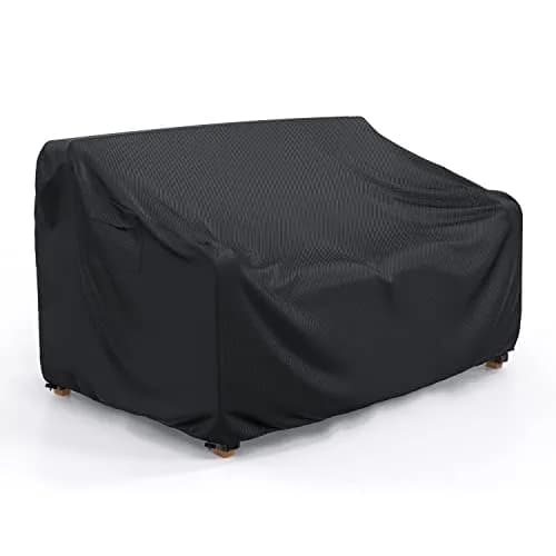 BROSYDA 2-Seater Waterproof Outdoor Couch Cover 60"L×34"D×30"H Black | Heavy-Duty UV & Rain Protection thumbnail 1