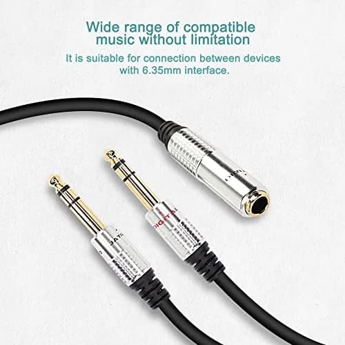XMSJSIY 6.35mm 1/4TRS Headphone Splitter Cable 50cm | Clear Sound for Professional & Home Audio thumbnail 5