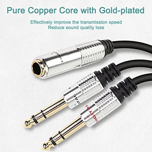 XMSJSIY 6.35mm 1/4TRS Headphone Splitter Cable 50cm | Clear Sound for Professional & Home Audio thumbnail 2