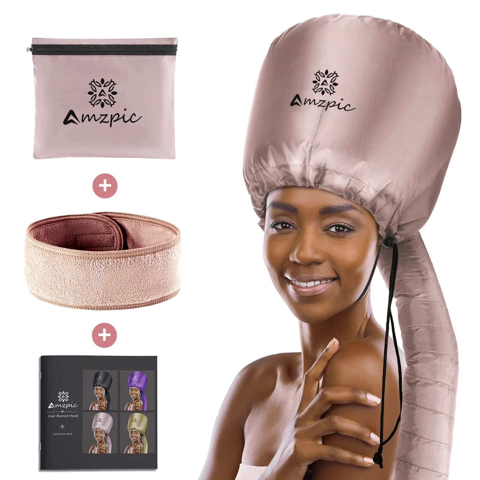 Amzpic Bonnet Hood Hair Dryer Attachment Extra Large Pink | Deep Conditioning & Styling - main product image