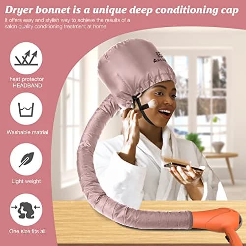 Amzpic Bonnet Hood Hair Dryer Attachment Extra Large Pink | Deep Conditioning & Styling thumbnail 4
