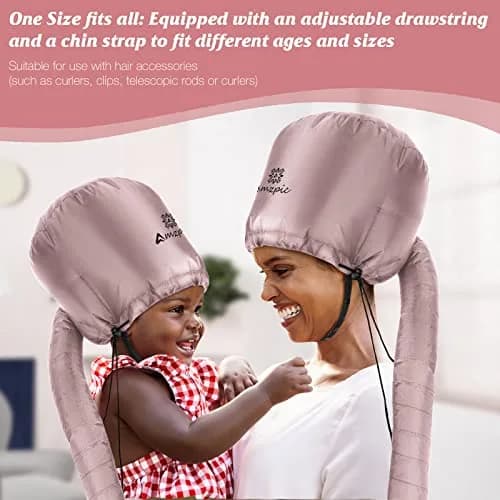Amzpic Bonnet Hood Hair Dryer Attachment Extra Large Pink | Deep Conditioning & Styling thumbnail 5