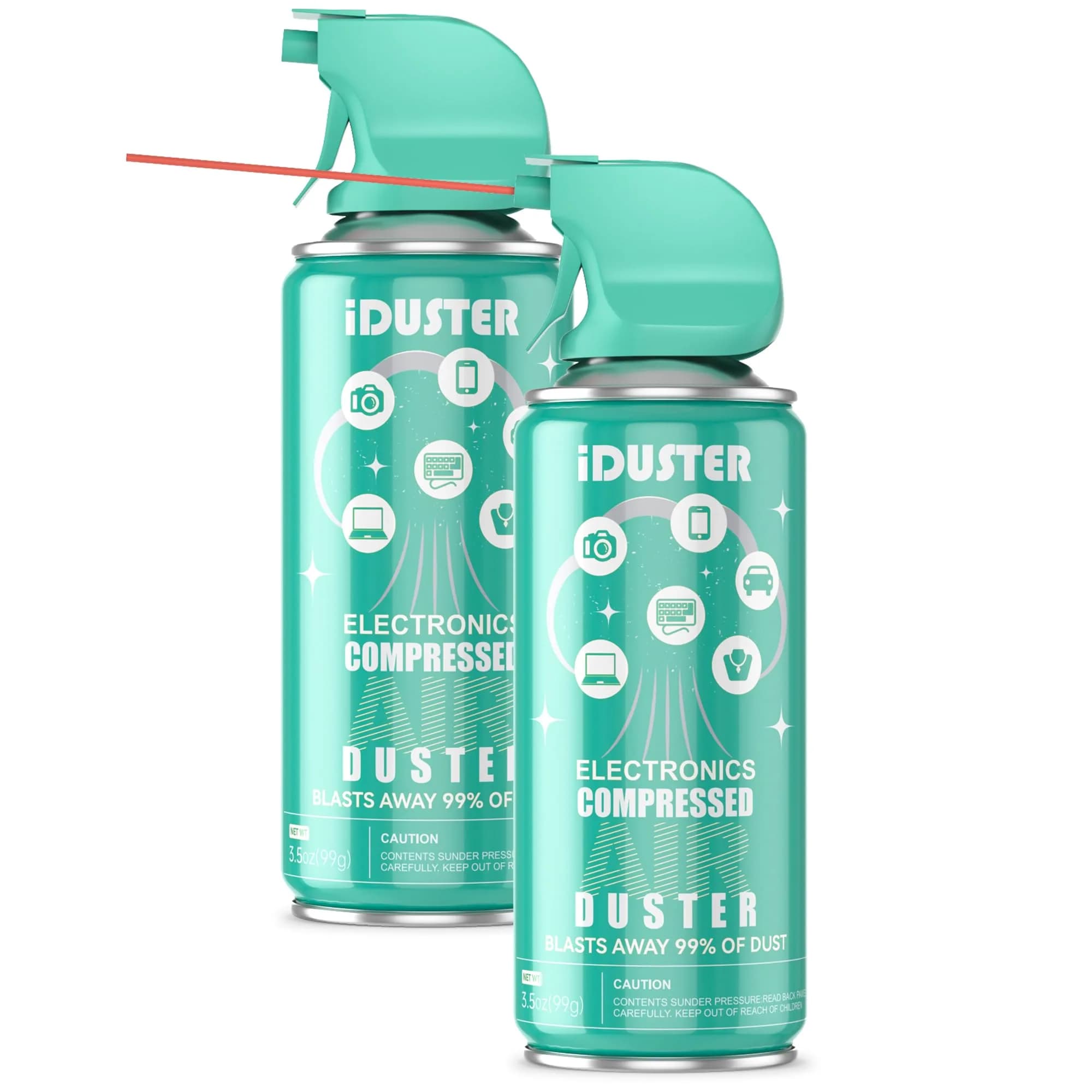 iDuster Compressed Air Duster Spray 10oz (295ml) 3-Pack | Powerful Electronics Cleaning — Green