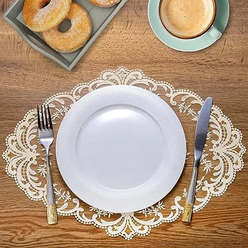 Mezchi Retro French Style Lace Placemats 30cm (12'') x 40cm (16'') Oval, Set of 6 | Elegant Victorian Decor for Dining Tables thumbnail 7