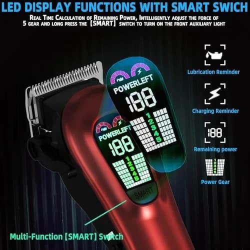 TCMKY Hair Clippers for Men Rechargeable Cordless & Corded | Powerful Steel Blade, LED Display, 200 Min Run thumbnail 5