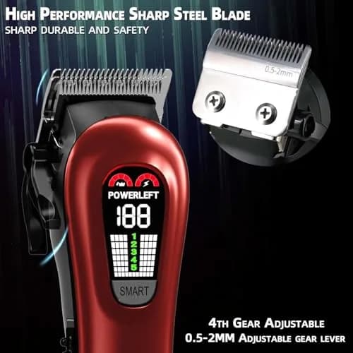 TCMKY Hair Clippers for Men Rechargeable Cordless & Corded | Powerful Steel Blade, LED Display, 200 Min Run thumbnail 4