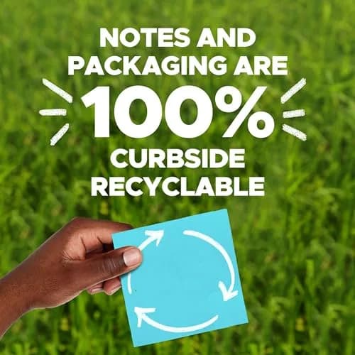 Post-it 100% Recycled Super Sticky Notes 3 x 3 in Oasis Collection (12 Pads, 70 Sheets/Pad) | Acid-Free Paper thumbnail 6
