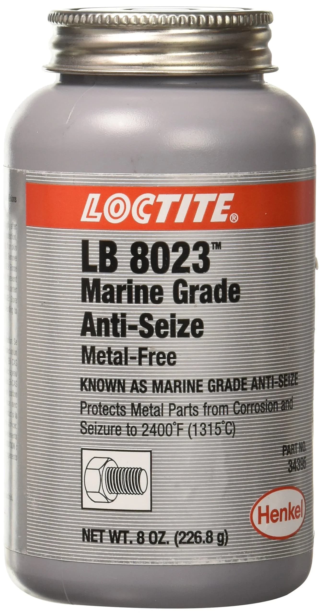 Loctite Paste Anti-Seize Lubricant 8 oz (237ml) Can | High-Temp Marine Grade for Steel Parts — Gray