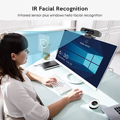 TOALLIN 1080P Webcam with Windows Hello, IR Facial Recognition | Full HD, Privacy Cover, Microphone thumbnail 2