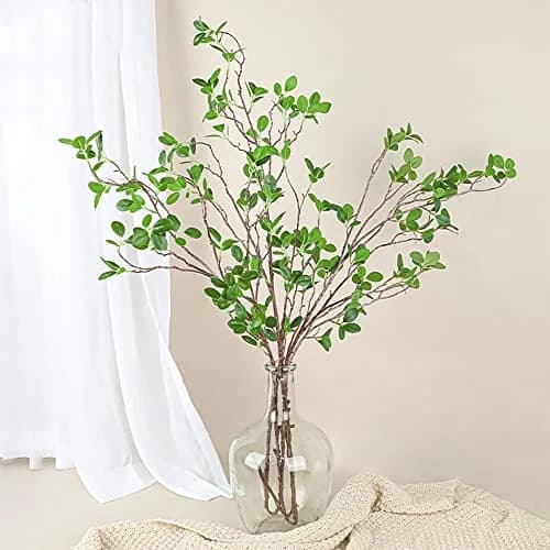 SzJias Green Artificial Plant Stems for Vase - 109.98 cm (43.3 inches) Tall - Set of 3 | Realistic Faux Silk Greenery Branches thumbnail 7