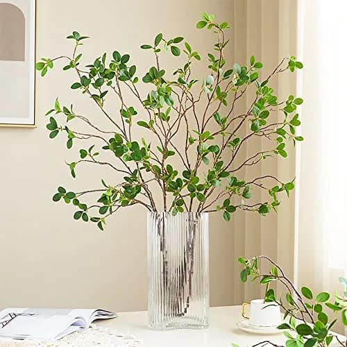 SzJias Green Artificial Plant Stems for Vase - 109.98 cm (43.3 inches) Tall - Set of 3 | Realistic Faux Silk Greenery Branches thumbnail 2