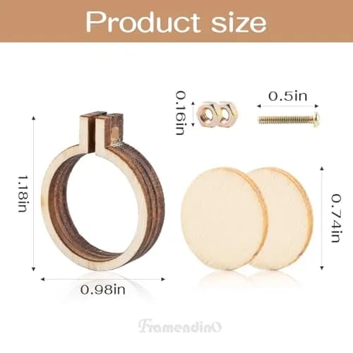 Framendino Mini Embroidery Hoops 40 Pack | Tiny Round Wood Cross Stitch Rings for Crafts & Jewelry thumbnail 2