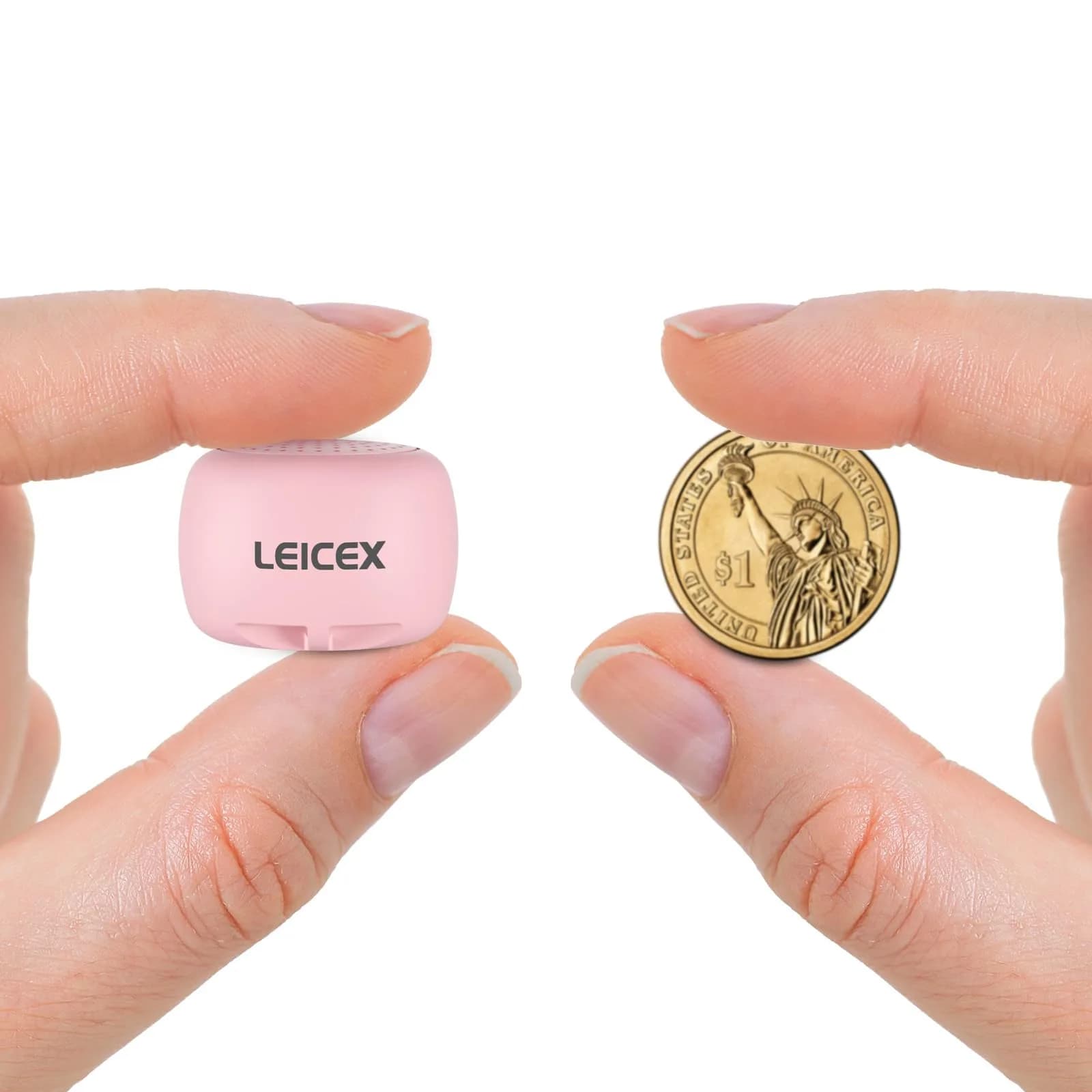 LEICEX Mini Bluetooth Speaker, Tiny Portable Bluetooth 5.0 Speaker with Lanyard | 21g (0.74 oz) — Tiny-Pink