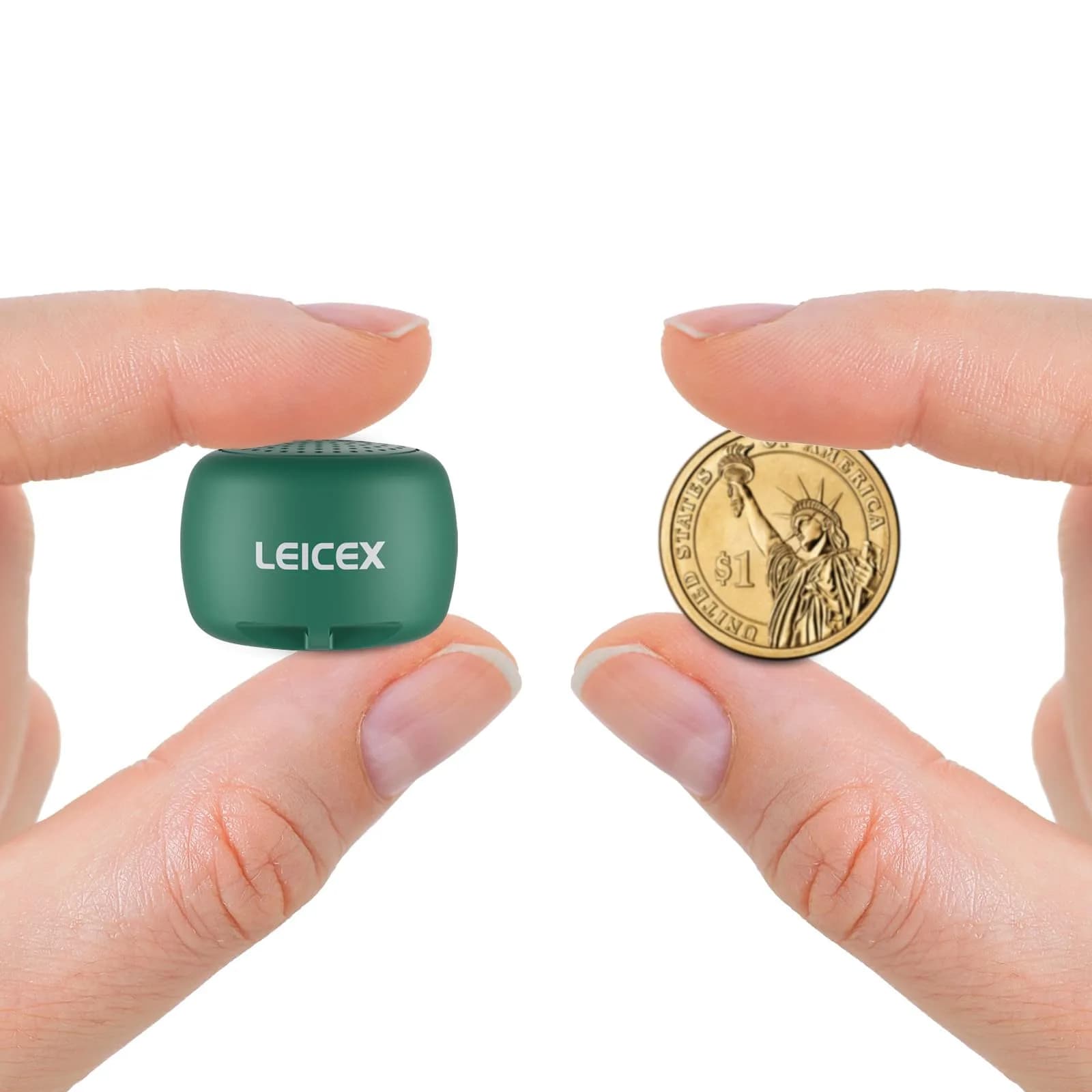 LEICEX Mini Bluetooth Speaker, Tiny Portable Bluetooth 5.0 Speaker with Lanyard | 21g (0.74 oz) — Tiny-Green