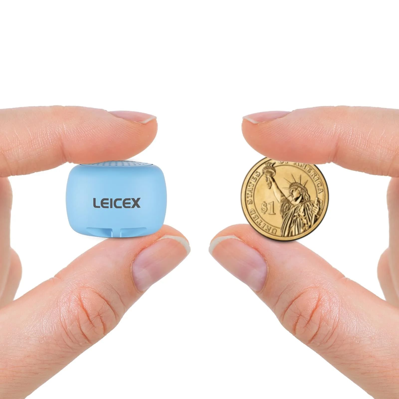 LEICEX Mini Bluetooth Speaker, Tiny Portable Bluetooth 5.0 Speaker with Lanyard | 21g (0.74 oz) — Tiny-Blue