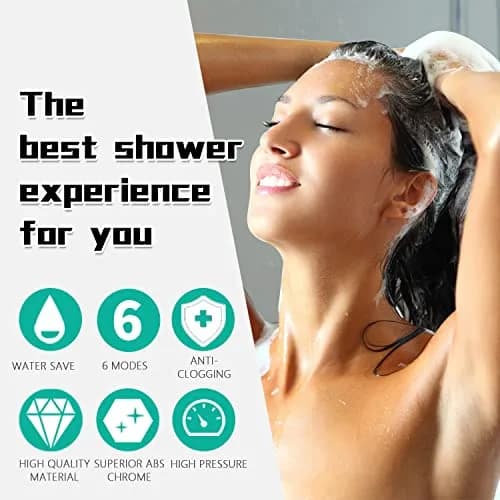 DOILIESE Matte Black High Pressure 6-Setting Shower Head with Handheld & Pause Switch, 15.2 cm (6 Inch) | Spa Spray & Rain Settings thumbnail 4