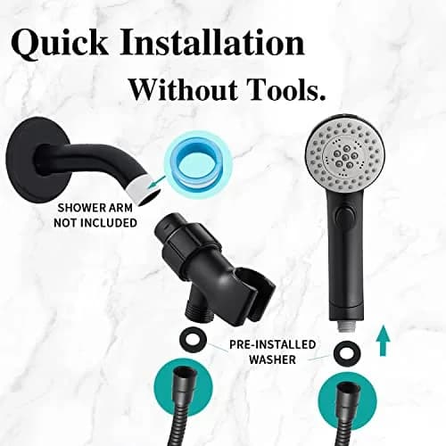 DOILIESE Matte Black High Pressure 6-Setting Shower Head with Handheld & Pause Switch, 15.2 cm (6 Inch) | Spa Spray & Rain Settings thumbnail 7