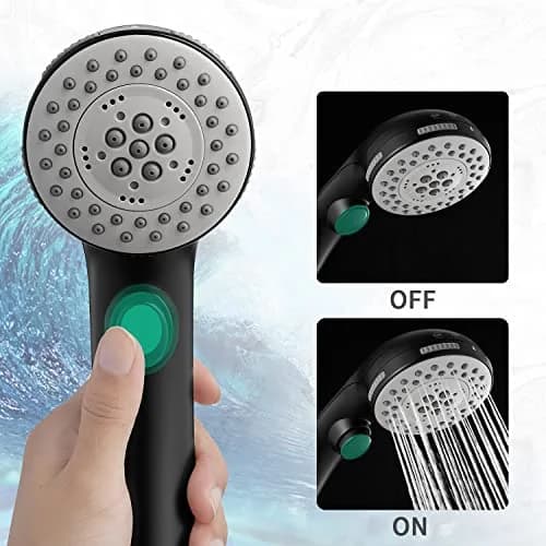 DOILIESE Matte Black High Pressure 6-Setting Shower Head with Handheld & Pause Switch, 15.2 cm (6 Inch) | Spa Spray & Rain Settings thumbnail 3