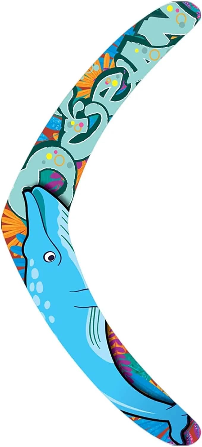 Inborntrait V-Shaped Boomerang for Kids and Adults | Blue-Dolphin Pattern, Foam Material — Blue-dolphin