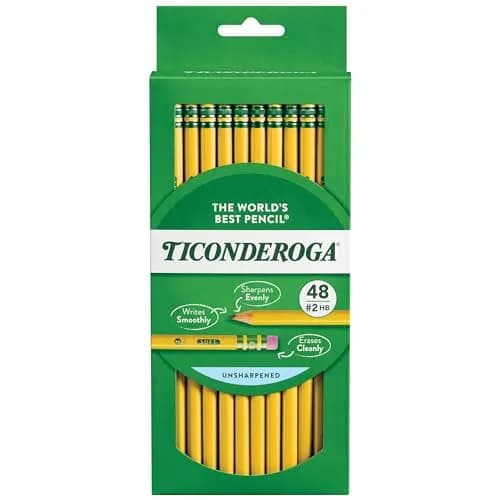 Ticonderoga Wood-Cased Pencils, 48 Count, Unsharpened, HB Soft, Yellow | Superior Graphite & Premium Wood thumbnail 1
