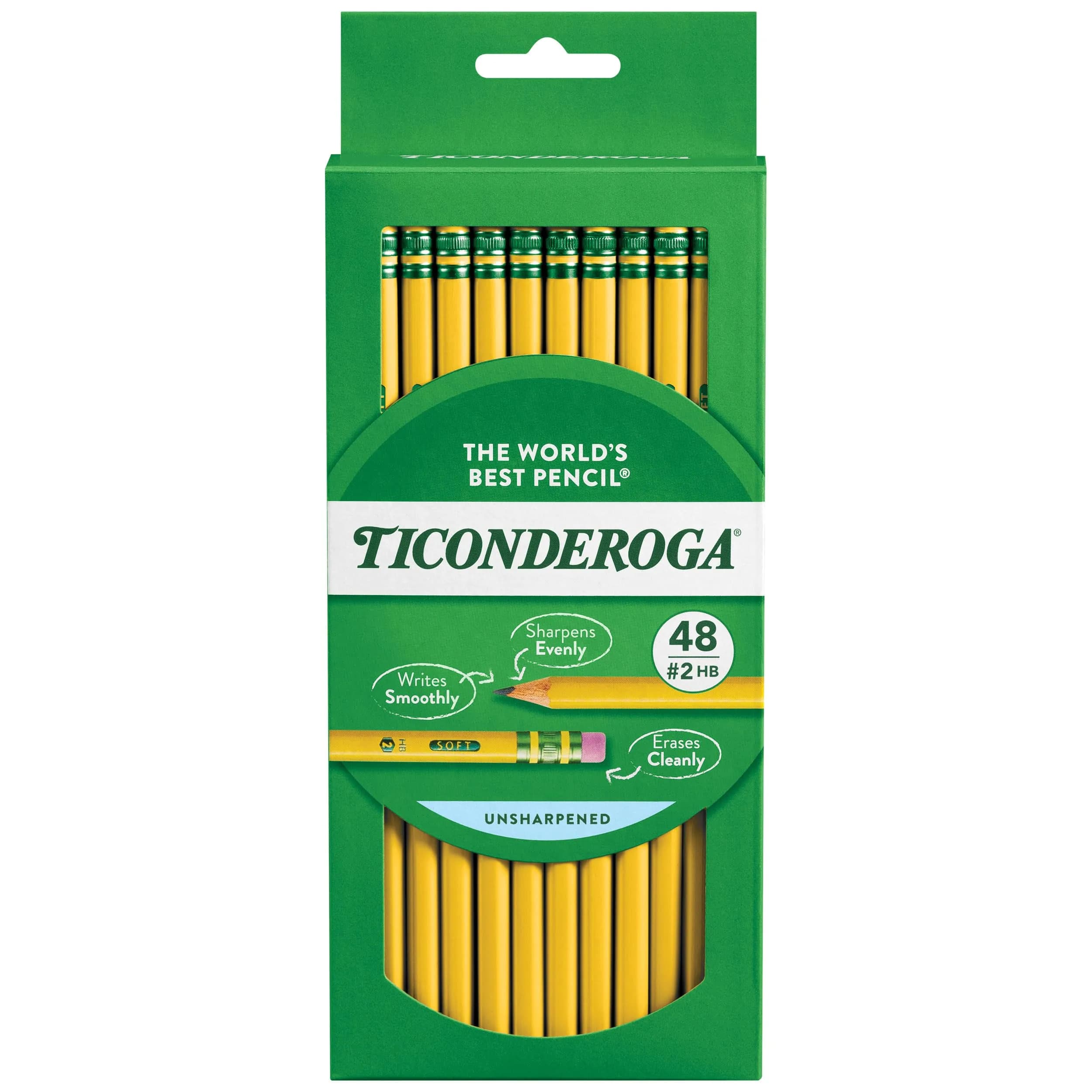 Ticonderoga Wood-Cased Pencils, 48 Count, Unsharpened, HB Soft, Yellow | Superior Graphite & Premium Wood - main product image