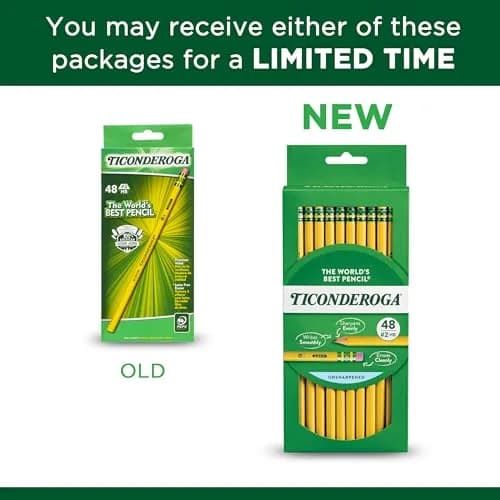 Ticonderoga Wood-Cased Pencils, 48 Count, Unsharpened, HB Soft, Yellow | Superior Graphite & Premium Wood thumbnail 2