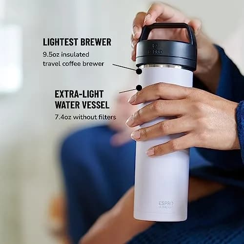 ESPRO P0 Ultralight French Press Coffee Maker for Travel | Vacuum Insulated Stainless Steel, 16 oz, Light Pink thumbnail 4