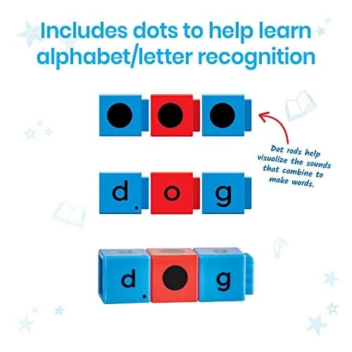 hand2mind Reading Rods Alphabet & CVC Words, Letter Blocks, Ages 3+ | Multicolor, 60 Rods for Early Literacy thumbnail 5
