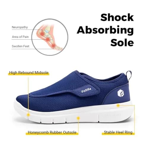 FitVille Diabetic Shoes for Men Extra Wide Slip-on Shoes for Swollen Feet | Support & Comfort for Elderly thumbnail 4